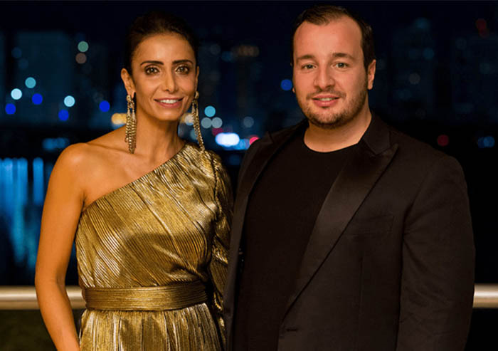 Abeer Al Otaiba and Manuel Arnaut at Cafe Milano in Abu Dhabi for SemSem-hosted celebrity dinner event, Grand Prix Weekend, 2018.